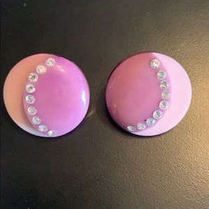 Vintage 1950s clip on earrings purple & pink